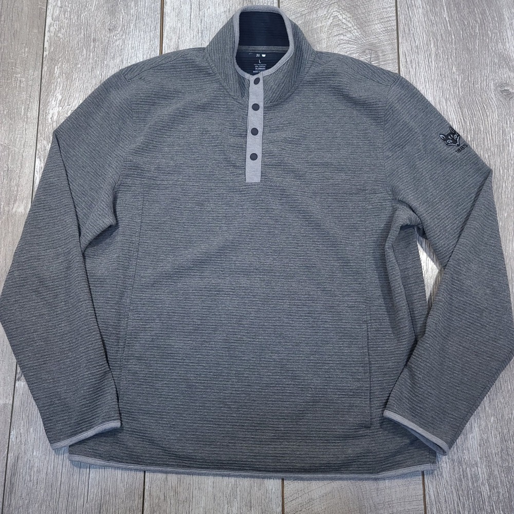 Johnnie-O Stamford Pullover Mens Large Charcoal Gray Snap Mock Neck JMKO3870